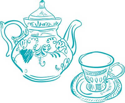 Tea Services Icon - Vintage illustration of a tea pot and tea cup